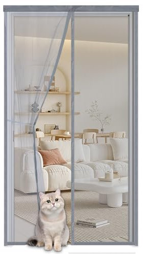 Moustiquaire Porte Fenetre Aimantée Magnétique 120x220cm,Rideau de Porte Antimoustique,Moustiquaire Porte Magnétique, Sans Perçage, Fermeture Automatique,pour Portes de Multi Types,Gris