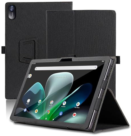 Case for Acer Iconia Tab M10, 10 inch, Acer Iconia Tab M10 Tablet Case, Folding Stand Protective Cover with Pencil Holder and Wrist Strap, Full Protection. (Black)