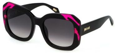 Just Cavalli Damen Sjc085 Sonnenbrille, Glänzend Schwarz + Rosa, 52