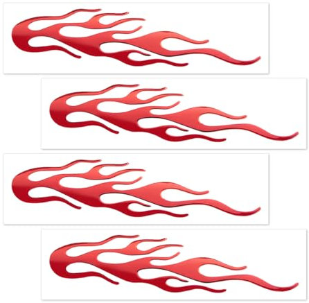 JNNJ 4 Stück Autoaufkleber, Flamme Karosserie Aufkleber, Flamme Racing Sport Streifen Aufkleber für Auto, Wasserdichte Autoaufkleber Fahrrad Dekorative(Rot)