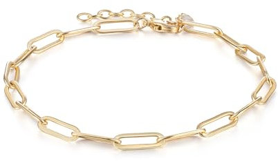 Jenosy 14K Vergoldet Armband Damen Gold Schließe Büroklammer Kette ArmbänderVerstellbar Anhänger Armband für Frauen Mädchen Schmuck