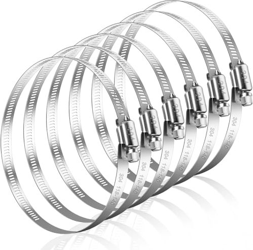 Caianwin 6 fascette stringitubo grandi da 118 a 140 mm, in acciaio inox, fascette regolabili per tubo di scarico, ventilazioni per asciugatrici, tubi, tubi