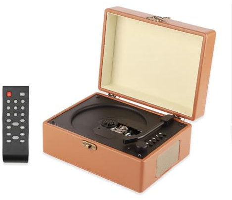 Vintage CD Player with Bluetooth, Portable CD Player with Full Frequency Dual Speaker, Turntable CD Player with USB Mode, Built in Horn 4 Ohm 5W X 2, Compatible MP3, WMA, APE, FLAC
