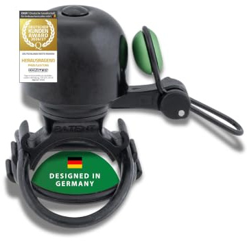 CONTEC Fahrrad-Klingel Diamond Bing, Bike-Glocke, Bell, Gummi-Ring, 26 mm Durchmesser, Universal-Halterung, verstellbar, laut, Messing