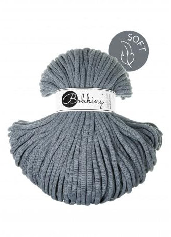 Flechtkordel Jumbo Soft - 8mm - Baumwollkordel Baumwollgarn Garn Kordel Makramee Schnur Kordelband Natur Baumwolle 100m - Steel