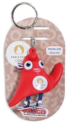 DOUDOU ET COMPAGNIE - Porte-clés Mascotte Phryge Olympique - Mascotte Officielle des Jeux Olympiques et Paralympiques - en Plastique - 7 cm - Idée IDEE CADEAU Souvenir des JO Paris 2024 - JO2415