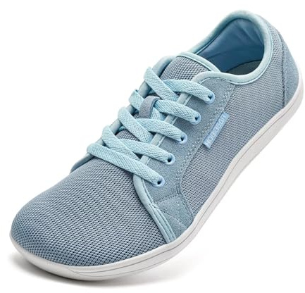 HOBIBEAR Unisex Wide Barefoot Shoes for Men Women Outdoor Trail Running Minimalist Walking Shoes Lightweight and Breathable(Grey Blue 10.5 UK)