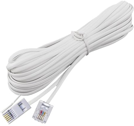 Dcszgzw 5M BT Phone to RJ11 Cable 6P2C, Extra Long Flat Internet Broadband Cable for BT Socket, Modem, Router and Landline Telephone, British UK Standard White Telephone Extension Cord