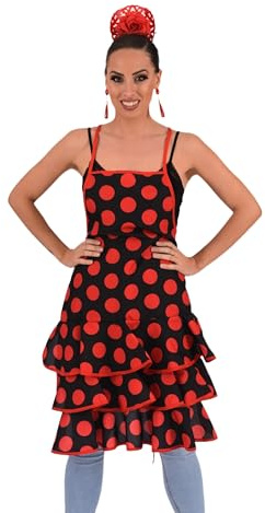AMARU SANCHESU Delantal Flamenco Mujer Danza Baile Sevillanas Cocina (diseño 10, talla unica)