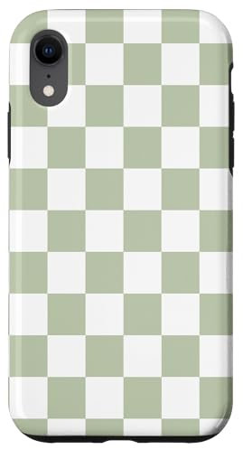 Sage Green Checkered Sage Green And White Checkered Case for iPhone XR