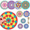 soleim 19-teiliges Mandala-Gemälde-Set aus Holz, Mandala-Wandbehang, Dekoration, 10 Stück Mandala-Holzausschnitte mit 9 Mandala-Malschablonen, für Bastelarbeiten, Hochzeiten, Heimdekorationen