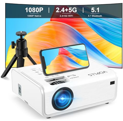 Smart Beamer【Elektrische Keystone 6D/4P】 VOPLLS Elektrische Fokus 20000 Lumen Beamer 4K Unterstützt, WiFi6 Bluetooth Full HD 1080P Video Beamer Heimkino/Outdoor Projektor für Handy/Laptop