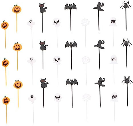Decoración creativa de postres, decoraciones for pasteles, 30 piezas de palillos de dientes de complemento de Halloween for aperitivos, palitos de aperitivo, selecciones de magdalenas de Halloween, Ha