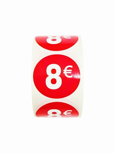 Lot de 2 500 étiquettes adhésives de prix, 35 mm, rouge brillant, 5 rouleaux (8 €)