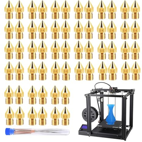 3D Printer Nozzle | Flexible Nozzles with Tools, Brass Nozzles 70 Pieces 3D Printer Nozzles, 70pcs 3D Printer 0.2-1.0mm Mk8 Extruder Brass Nozzle 3D Printer Nozzle Kit with Cleaning Tool Kit