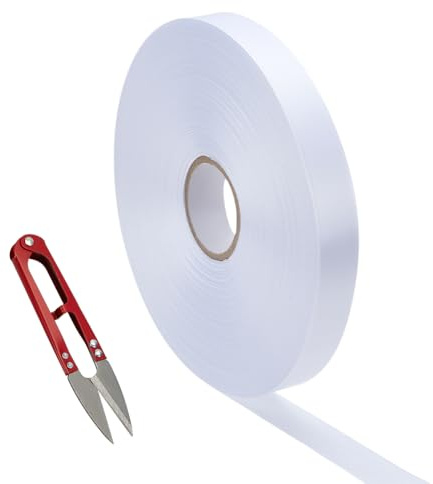 FINGERINSPIRE 200 m Weiße Namensschilder Für Kleidung 20mm Breit Blanke Stoffetiketten Zum Nähen Mit Edelstahlschere Satin Kleidungsetiketten Waschbare Namensbänder Für Schuluniformen
