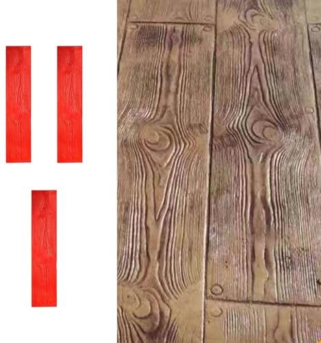 Kanduo Zement-Stempelmatte Stempel for Stempeln von Beton, Strukturierte Holzplankenhaut, Stabile Urethanformen, Zementstempel for Terrassenweg-Dekorationen Prägematten aus Zement(Style3)