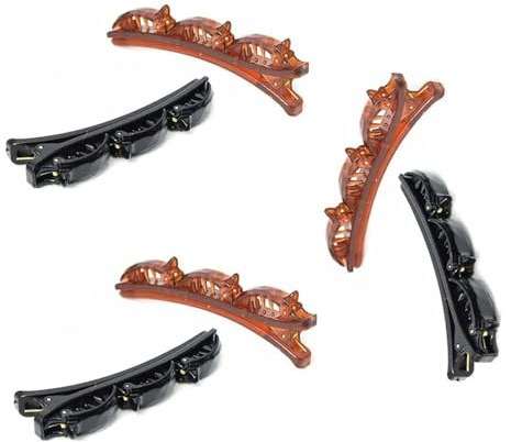 6 Stück schwarze und braune Doppelschicht-Bänder, französisches Flechthaar-Werkzeug, modisches doppellagiges Band, gedrehtes Zopf-Clip, Front-Haarspangen, Haarnadel, Stirnband, Beauty-Werkzeug