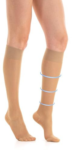 Gi&Gi Kompressionsstrümpfe für Damen, lange Kniestrümpfe 70 DEN Klasse 1-k1 18-22 mmHg, beige, XL/XXL