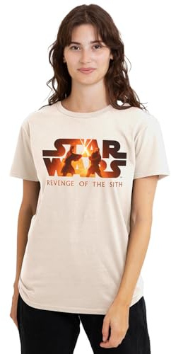 Star Wars Women's Star Wars: Episode III Revenge of The Sith Anakin & OBI-wan Lava Logo Ladies T Shirt, Natural T-Shirt