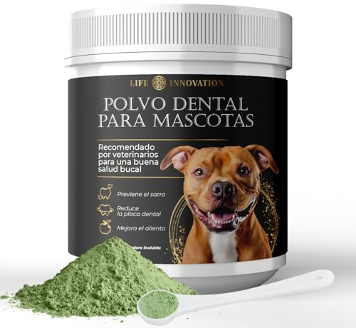 Polvo Dental para Perros y Gatos, 80 g – para Mal Aliento, Reducción de Sarro, Prevención de Problemas Dentales, Alternativa Natural Sin Cepillado Diario.