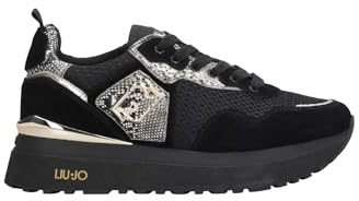 LIU JO Chaussures de sport avec plateforme, noir et serpent, semelle épaisse