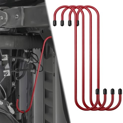 VBGURR 4PCS Brake Caliper Hanger Hooks,S Shaped Car Caliper Hanger with Rubber Tips,Heavy Duty Brake Caliper Hooks,Rubber Tip Brake Caliper Hanger,Axle, Suspension and Caliper Maintenance Tools (Red)