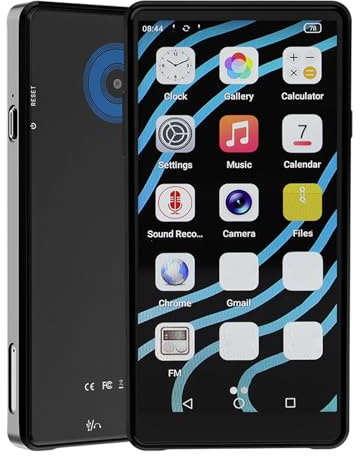 Yanmis Lettore MP3 con Bluetooth e Wi-Fi, Lettore Musicale MP3 MP4 da 64 GB Touchscreen HD da 4,99 Pollici, per Android 12 con Fotocamera da 16 MP, Controllo Genitori, Nero