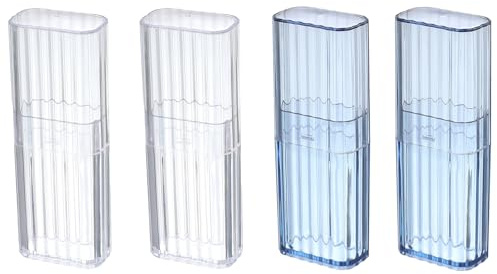 COZERI 4 Stück Wattestäbchen Behälter, Tragbare Mini Aufbewahrungsbox für Reisen und Haushalt, Transparente Ohrenstäbchen Organizer mit Staubdichtem Deckel für Baumwolltupfer und Zahnstocher