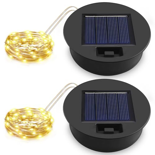Akynite Solar Ersatzdeckel 7 cm für Solarleuchte Außenlaternen, 1.2V 600mAh, IP44 Ersatzmodule für Solarlampen, LED Streifen Licht für Garten Laterne Terrasse Beleuchtung, Warmweiß 2 Stück