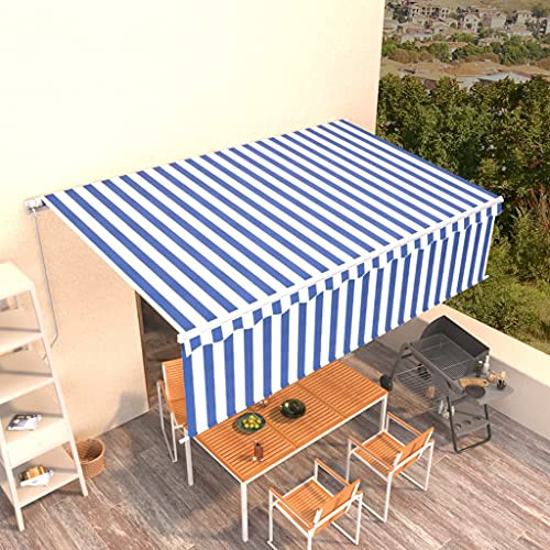 Owoxanthellate Tenda da sole 5 x 3 m, in poliestere resistente ai raggi UV, con telaio in alluminio, allungabile manualmente, salvaspazio, per terrazze, balconi, giardini e campeggio
