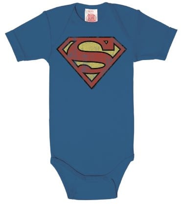 Logoshirt® DC Comics Superman Logo Baby-Body Kurzarm | Offiziell lizenziertes Superman-Merch, 100% Baumwolle, bedruckt, Kurzarmbody mit ikonischem S-Logo, für Mädchen und Jungen