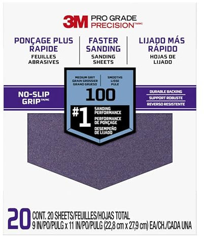 Professionelles Schleifpapier, 22,9 x 27,9 cm, Körnung 100 3M, 20 Stück
