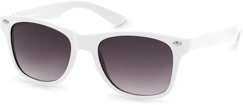 styleBREAKER Kinder Sonnenbrille Retro Nerd Design mit verspiegelten oder getönten Gläsern | UV400 Schutz | Kunststoffrahmen | für Kleinkinder 18 Monate bis 4 Jahre, Gestell Weiß/Glas Grau Verlauf