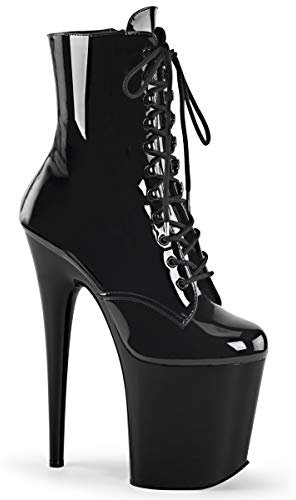 Pleaser Flamingo-1020, Stivali Donna, Nero Blk Pat Blk, 38 EU
