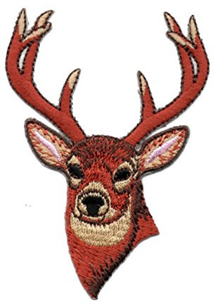 2 Aufnäher Bügelbild Aufbügler Iron on Patches Applikation Hirsch 5,6 x 8,4cm vor171-3