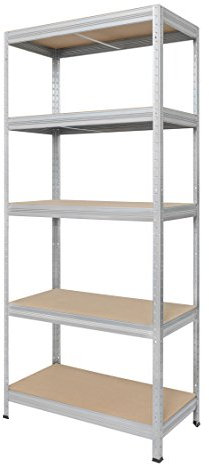 Hans Schourup 13501055 Lagerregal mit 5 böden aus MDF, Traglast von bis zu 275 kg pro Boden, 180 cm x 75 cm x 35 cm, Verzinkt