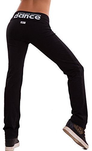 Toocool Pantaloni Donna Tuta Dance Sport Fitness Elastici Cotone Vita Bassa Nuovi CH93 [S,Nero]