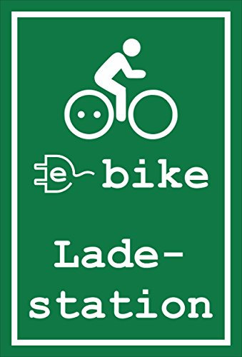 Melis-Folienwerkstatt Schild - E-Bike Lade-Station - 45x30cm | Bohrlöcher | 3mm Aluverbund – S00050-072-G -20 Varianten
