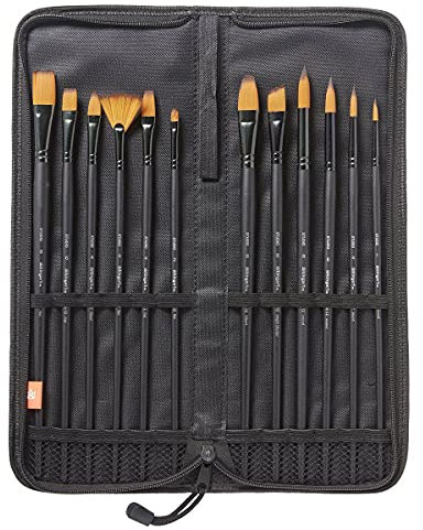 KINGART Paint Brush Set, Black/Gold, 12 ea