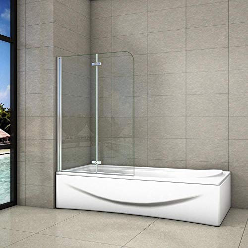 Aica 100x140cm box doccia sopravasca parete per vasca mobile 180°vetro trasparente 6mm