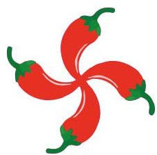 Piment croix basque autocollant sticker adhesif - Taille : 8 cm