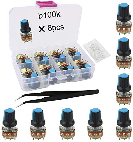 RUNCCI-YUN Potentiometer 100k,WH148 3Pin 15mm Schaft mit Nut & Ring-Eisen und antistatischen Pinzetten Drehpotentiometer