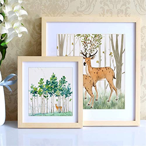 Ommda Cadre Photo Carré Moderne Bois Naturel à Accrocher Decoration Murale Cadre Photo avec Vitre en Verre de Protection,La Nature,25x25cm