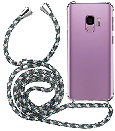 MyGadget Handykette für Samsung Galaxy S9 - [ TPU Hülle mit verstellbaren Band ] - Handyhülle mit Handyband zum Umhängen Kordel Schnur Case Schutzhülle - Schwarz Muster