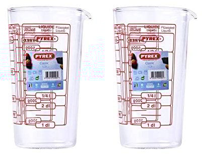 Pyrex Classic Glass Dry Measuring Jug High Heat Resistance 0.5 Litre Transparent (Pack of 2)