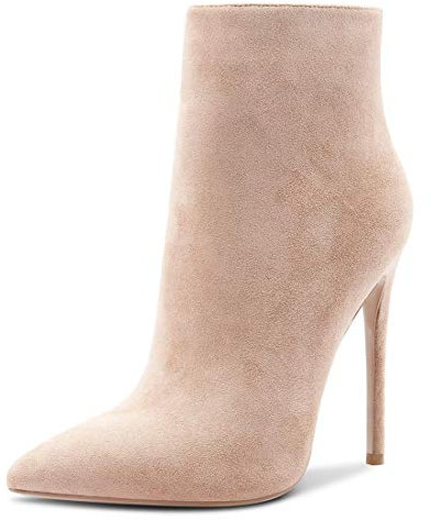 Castamere Polacchine Donna Stivali Cerniera Tacco a Spillo 12CM Marrone Cammello Scamosciato Scarpe EU 39.5