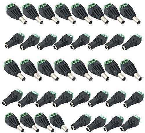 jiaguan 40Pcs 5.5mm x 2.1mm DC Power Connector Male Female Screw Terminal Connector 12V Professional DC Connector Plug for CCTV Camera DVR Security System LED Light 20Pairs