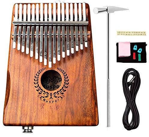Alnicov Acacia EQ Kalimba mit 17 Tasten, elektrischer Finger-Daumen-Klavier Eingebauter Tonabnehmer mit 6,35-mm-Audio-Schnittstelle für professionelle Musikinstrumente für Anfänger