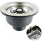 Sink Collection Stainless Steel Kitchen Sink Basket Strainer Plug Waste with Square Overflow 1½ (Medium)